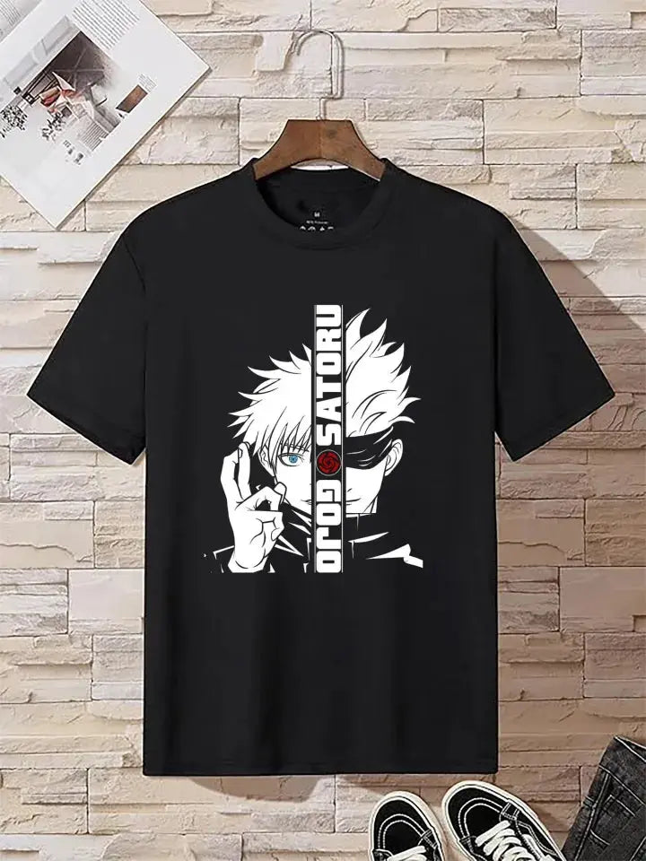 Gojo Satoru Printed Premium Anime Summer Cotton Half Sleeves O Neck T-Shirt pehnawa