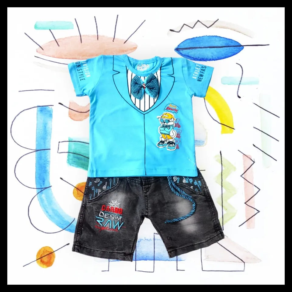 Imported Kids Clothes Summer Collection, Export Quality T-shirt And Jeans Short Pants For Kids Baby Boys pehnawa