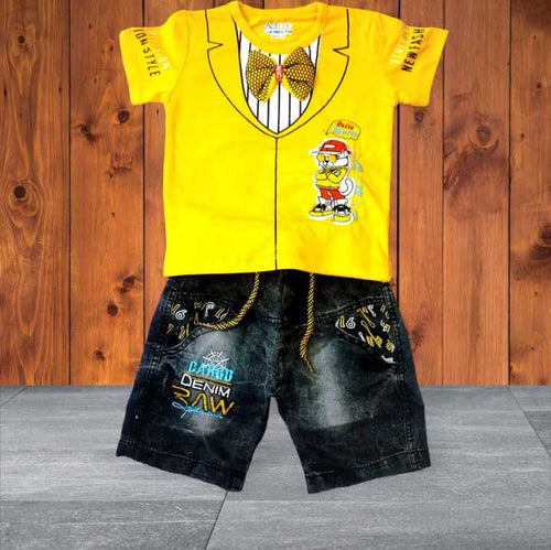 Imported Kids Clothes Summer Collection, Export Quality T-shirt And Jeans Short Pants For Kids Baby Boys pehnawa