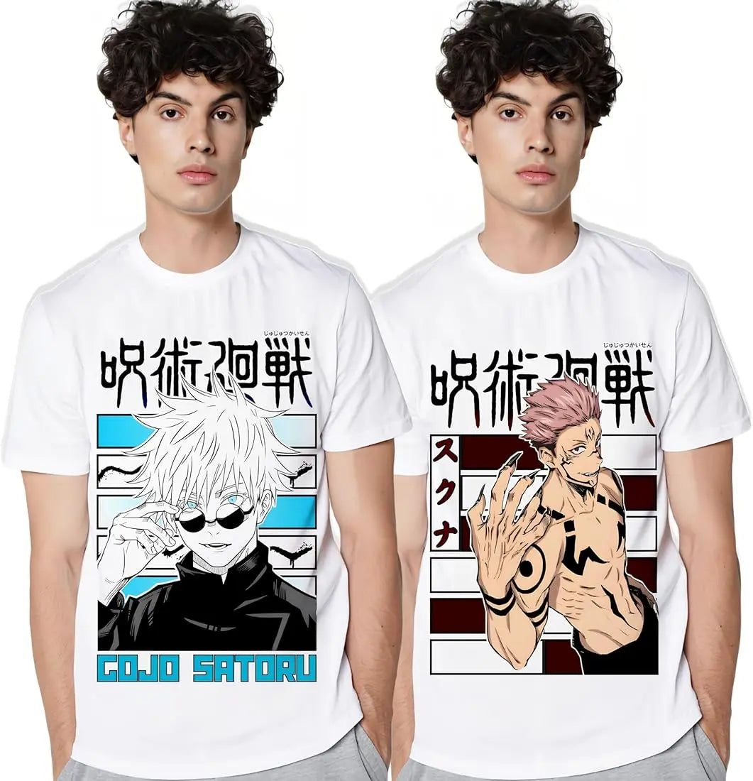 Gojo Satoru Printed Premium Anime Summer Cotton Half Sleeves O Neck T-Shirt pehnawa