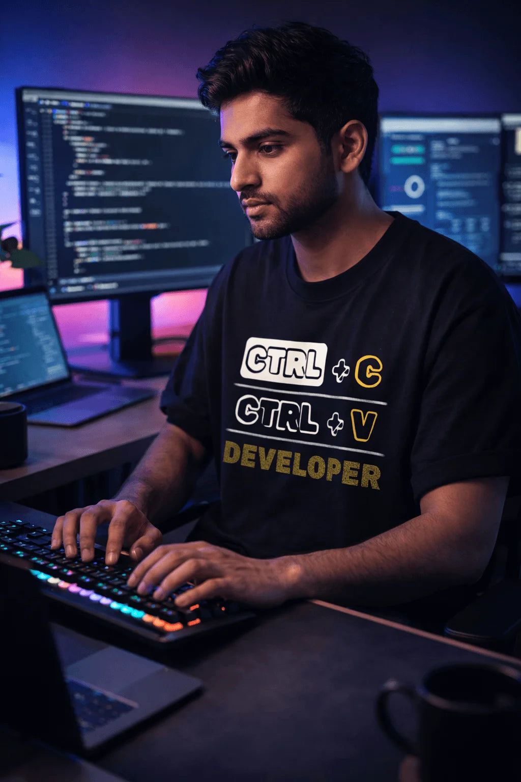 CTRL + C | CTRL + V – Programmer Tee Unisex Half Sleeve T-Shirt pehnawa